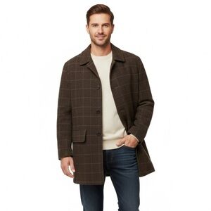MacMor Canada Wool Cashmere Blend Quilted Plaid Overcoat Jacket 38R